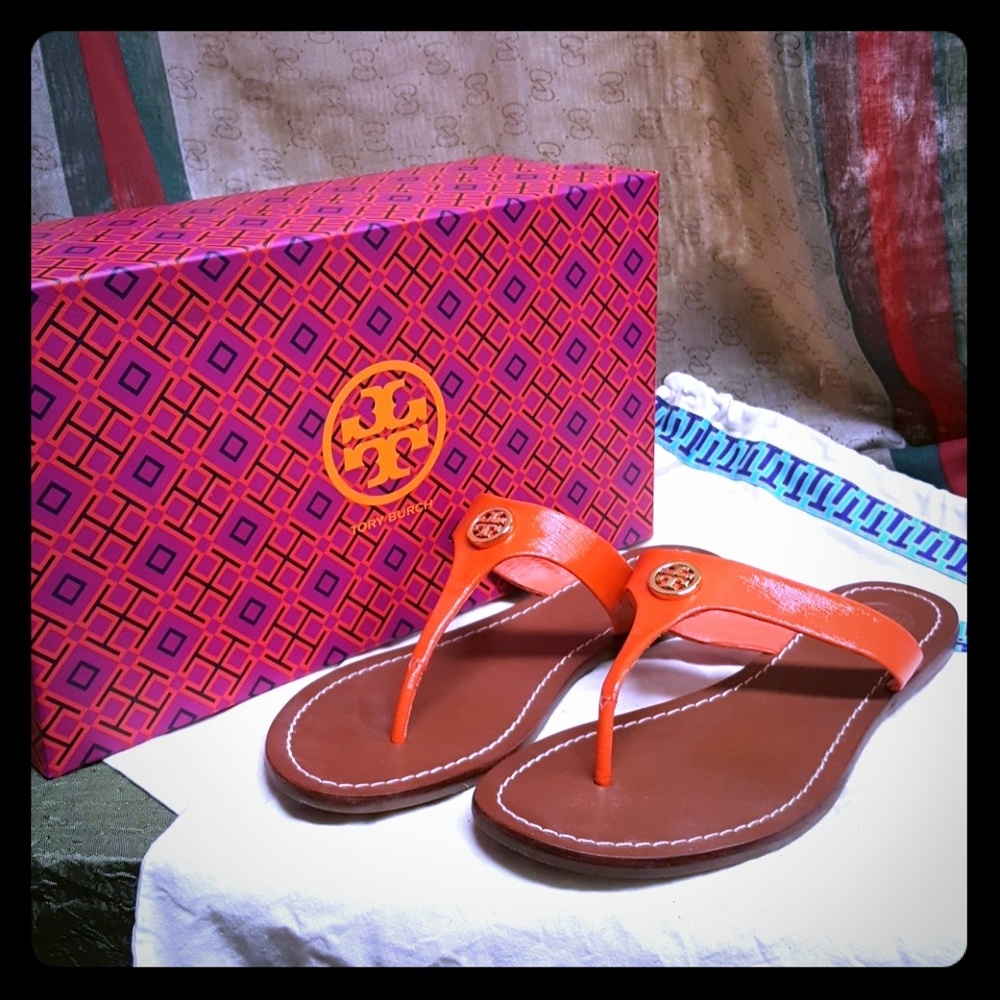 Tory Burch Orange Thong Sandals Flat sz8M